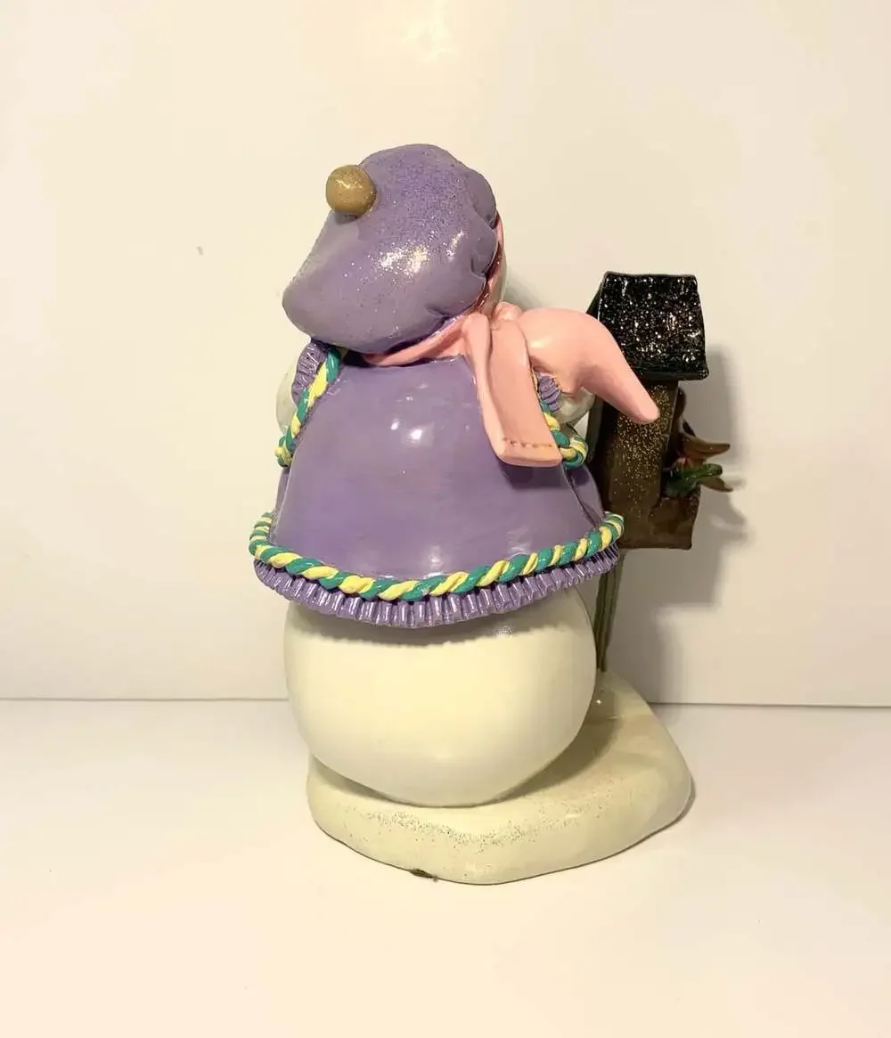 Enesco Snow Lady & Bird House Snow Littles Donna Little Figurine #826130 2001